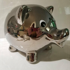 Piggy Bank Pig Coin Bank Large Ceramic Mirror Finish Rubber Stopper